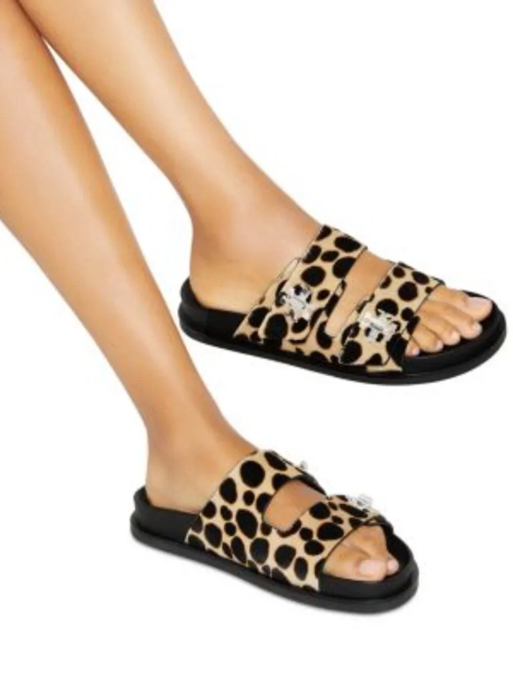 NEW Tory Burch Turnlock Sport Slides Leopard Print Size 7